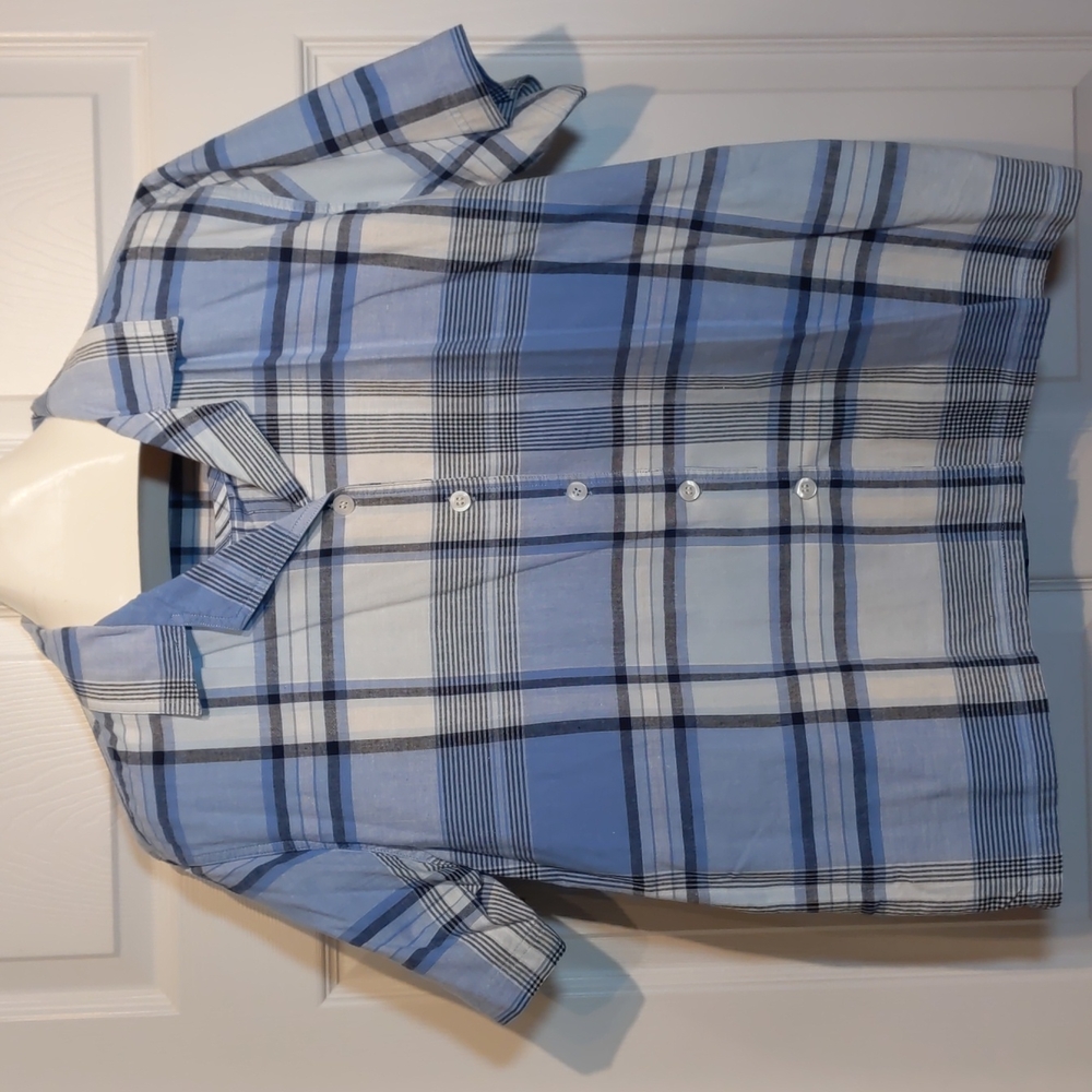 Zoey Beth Blue Plaid Shirt, 2X